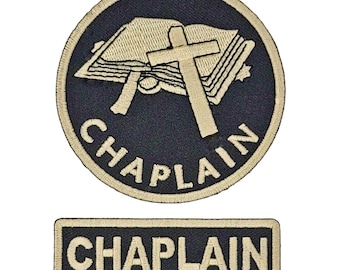 Christian Chaplain Embroidered Patch 2pc - Iron On or Sew On