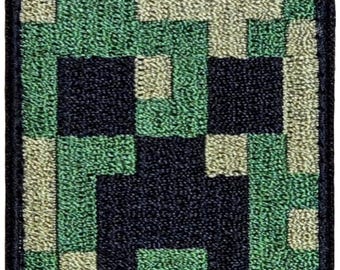 Creeper Face Embroidered Patch - 2 x 2 Inch Iron On Sew On