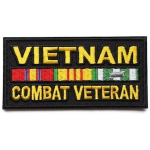 Vietnam Combat Veteran Service Ribbon Embroidered Patch - 3.5 X 1.75 Inch Hook Fastener Backing