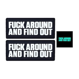 FAFO F**k Around and Find Out Glow In The Dark PVC Rubber Patch - 2pc 3.5 x 1.5 Inch Hook Fastener Backing