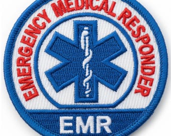 EMR Emergency Medical Responder Medic Patch - 3 x 3 Inch Iron On or Sew On