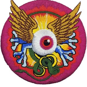 Flying Eye Embroidered Patch - 3 Inch Iron on Sew On Backing