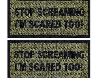HOSALA (Pack Of 2Pcs) Stop Screaming I'm Scared Too Embroidered Patch, Paramedic Gifts, EMS EMT Decorations, Paramedic Embroidered Applique Patch, Doctor Nurse Gift Embroidered Iron-on Patch- 3.5 Inch