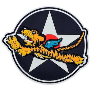 Flying Tigers Warhawk P40 Tactical Morale Patch - 3 x 3 Inch Hook Fastener Backing