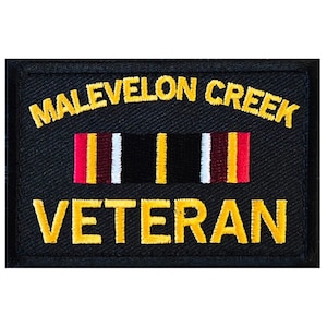 3 x 2 Inch Malevelon Creek Veteran Embroidered Patch - Hook Fastener Backing