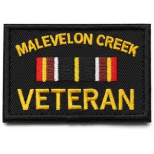 3 x 2 Inch Malevelon Creek Veteran Embroidered Patch - Hook Fastener Backing