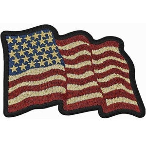 American Waving Flag Patch Distressed USA Flag Patch - 4 X 3 Inch Iron On or Sew On