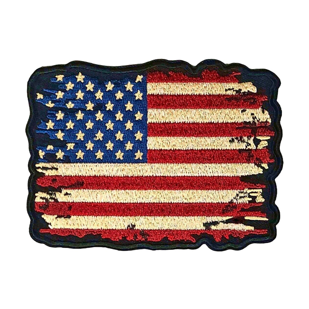 Vintage Faded Look US Flag Patch – Iron On Or Sew On Embroidered American Flag