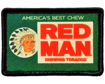 Red Man Chewing Tobacco Sublimated Patch - 3 x 2 Inch Hook Fastener Backing