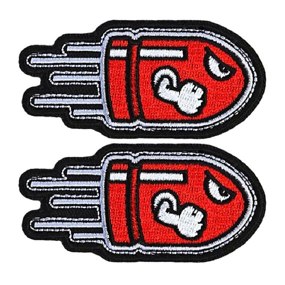 Angry Flying Bullet Embroidered Bullet Bill Patch - 3 X 1.5 Inch