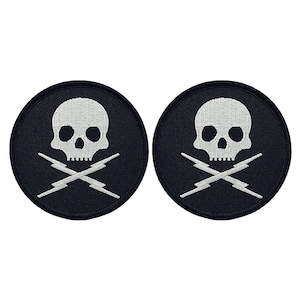 Death Proof Skull Embroidered Patch - 2pc 3 x 3 Inch Iron On or Sew On