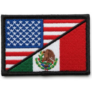 USA Mexico Mexican Flag Embroidered Patch - 3 x 2 Inch