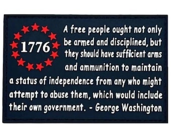A Free People 2nd Amendment 1776 Morale PVC Rubber Patch - 3 x 2 Inch Hook Fastener Backing