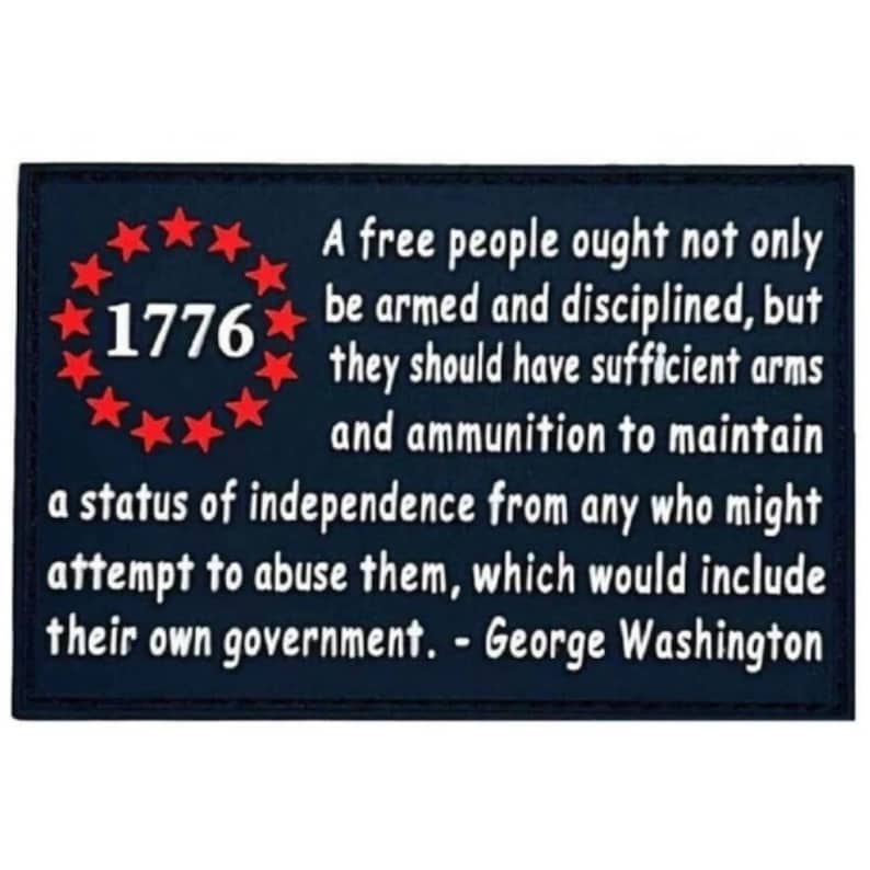 A Free People 2nd Amendment 1776 Morale PVC Rubber Patch - 3 x 2 Inch Hook Fastener Backing 1pc