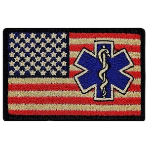 USA American Flag EMS EMT Paramedic Medic Patch - Bundle 3 x 2 Inch Hook Fastener Backing