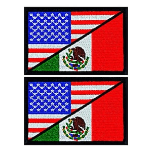 USA Mexico Mexican Flag Embroidered Patch - 3 x 2 Inch