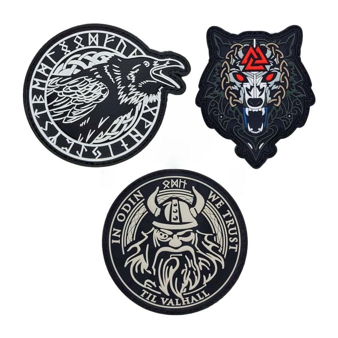 Toppa Ricamata Vikinga 'In Odin We Trust' Valknut | 10,2 X 2,5 Cm | Termoadesiva E Da Cucire | Ideale Per Giacche E Zaini - 3