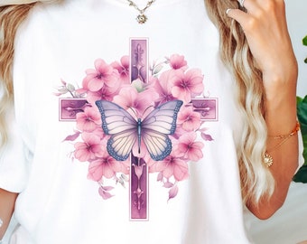 Wildflower boho Cross Shirt, Retro Christian Wildflower Shirt, Floral Cross Shirt, Christian Floral Graphic Tees, Christian Women Floral Tee