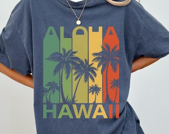 Unisex Comfort Color Aloha Hawaii Summer Vibe Beach Shirt Vacation Aloha Hawaii Beach traveler Tshirt Aloha Hawaii beach T-shirt for couple