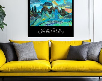 Póster acrílico original de arte mural pintado a mano con inspiración digital de temática espiritual. Descarga instantánea.