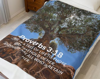 Manta de terciopelo con versículos bíblicos para amantes de las Escrituras bíblicas, ideal para la fe cristiana, con versículos motivacionales para la inauguración de la casa.