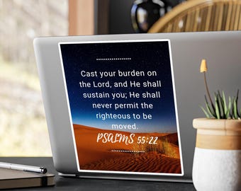 Salmo 55:22 - Vinilos decorativos con salmos inspiradores - Arte mural edificante para el hogar y la oficina