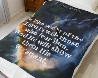 Manta de terciopelo con versículos bíblicos para amantes de la fe cristiana, manta con versículos motivacionales para inauguración de la casa, decoración del hogar