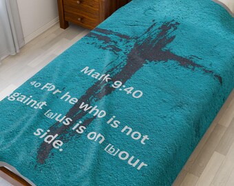 Manta de terciopelo para sala de estar, acogedora decoración cristiana para el hogar, regalo inspirador de inauguración de la casa, manta de oficina para compañeros de trabajo.