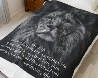 Manta de felpa de terciopelo Christian ligera y acogedora para decoración del hogar, regalo inspirador para inauguración de casa en Navidad y para mayor comodidad.