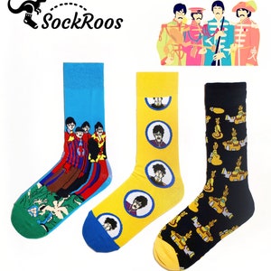 SockRoos - The Beatles 'Yellow Submarine' John, Paul, George e Ringo - Calzini unisex - Calzini regalo per lui e per lei - Uomo, donna - calzini musicali