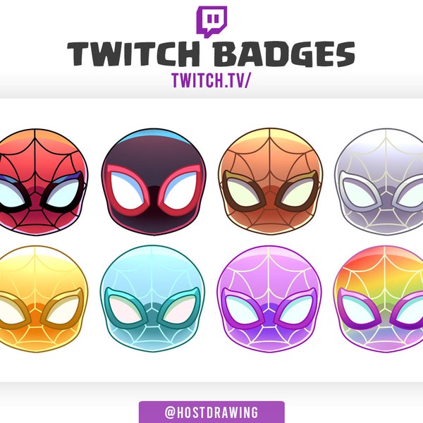 8x Spidey Twitch YouTube Discord Badges | Chibi Badges | Spider Badges | Twitch Badges | Badges Cool | Spidey Badges | SpiderVerse Emote