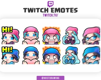 10x Gesto de chica con sombrero de Battle Royale para Twitch, YouTube y Discord / Gestos Chibi / Gestos de Battle Royale / Gestos de Battle Royale / Gestos de aspectos