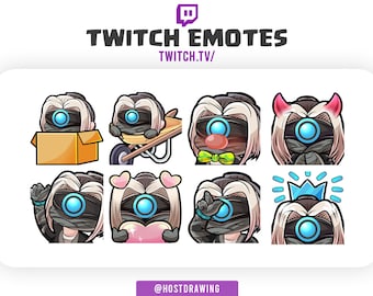 8x Gesto de chica con máscara de Battle Royale para Twitch, YouTube y Discord / Gestos Chibi / Gestos de Battle Royale / Gestos de aspecto / Gestos de fortaleza