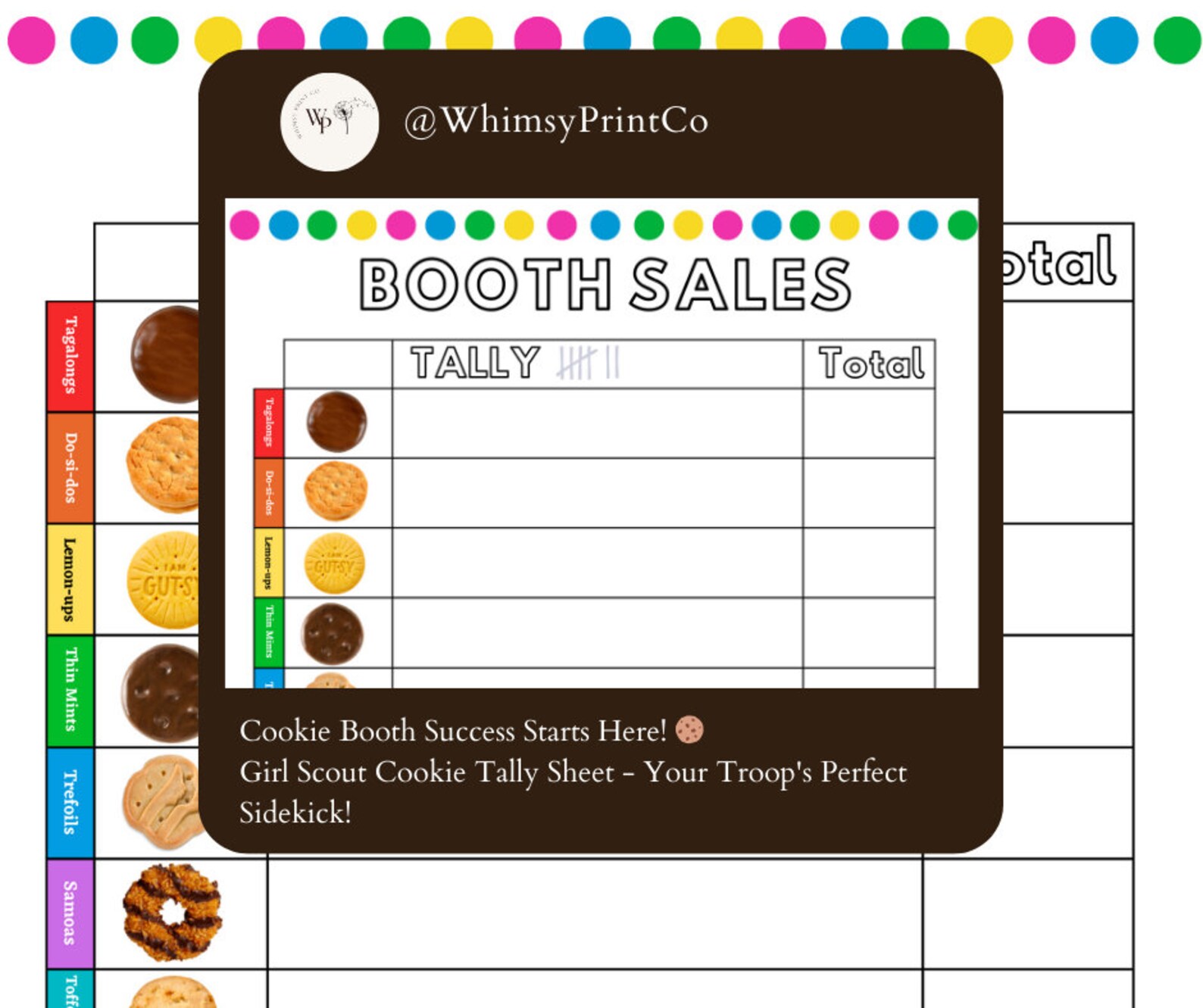 Digital LBB + ABC Girl Scout Cookie Booth Printable Tally Sheets - Etsy