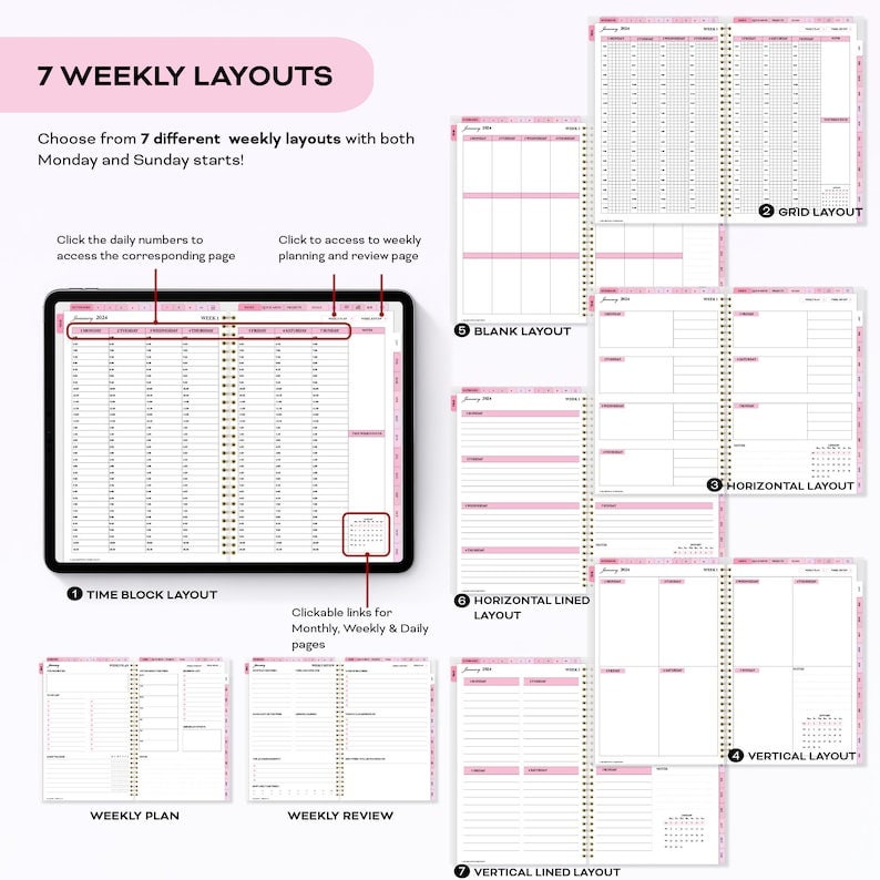 2026 - 2027 Digital Planner, Pink Digital Dated Planner/ Journal, Good ...