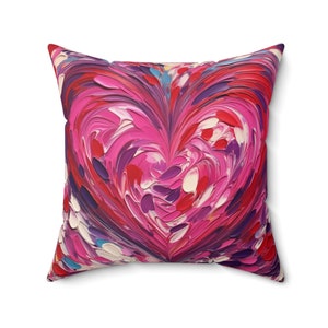 Valentine's Day Themed Spun Polyester Square Pillow | Hearts Throw Pillow | Valentine's Pillow | Valentine's Day Throw PIllow (One pillow)