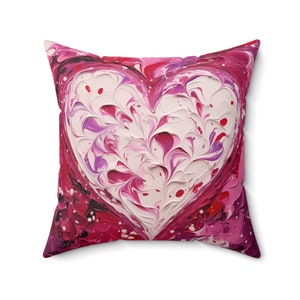 Valentine's Day Themed Spun Polyester Square Pillow | Hearts Throw Pillow | Valentine's Pillow | Valentine's Day Throw PIllow (One pillow)
