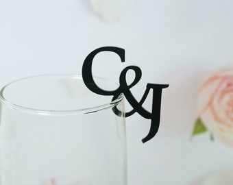 20/50/100pcs Personalised Couple Initials Drink Charms Glass Tags