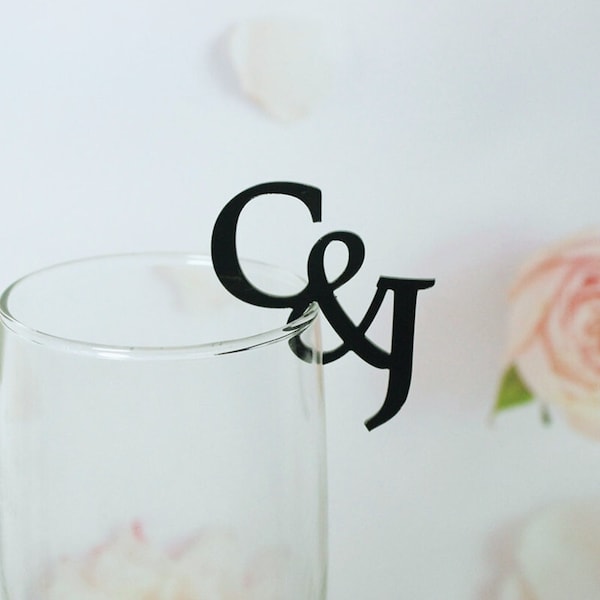 20/50/100pcs Personalised Couple Initials Drink Charms Glass Tags