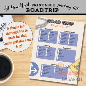 Printable Road Trip Packing Checklist (PDF Download) - Etsy