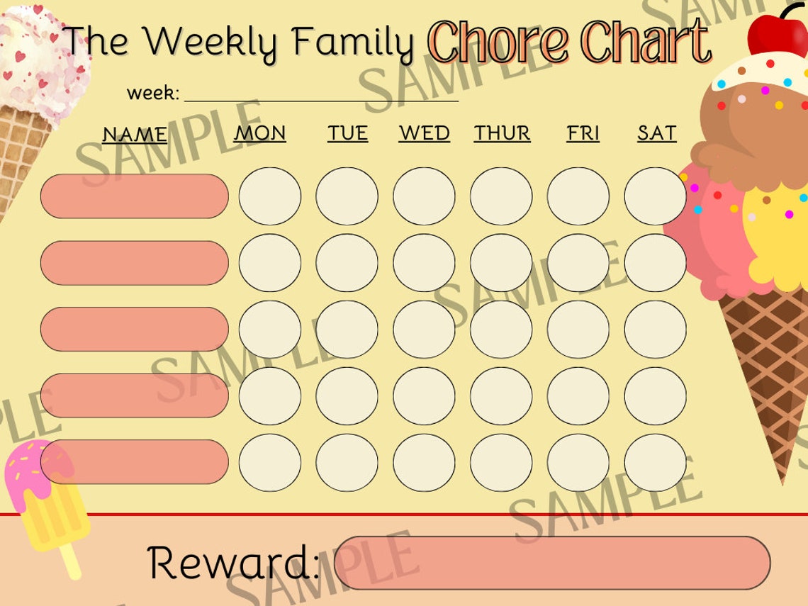 Ice Cream Theme FUN Family CHORE CHART - Etsy