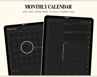 DARK MODE Ultimate Productivity Planner | 2024 all-in-one digital planner with hyperlinked tabs