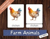 Farm Animal Flashcards • Montessori Nomenclature Flash Cards • PDF Printable Toddler Flash Cards • preschool curriculum • Animal Flashcards