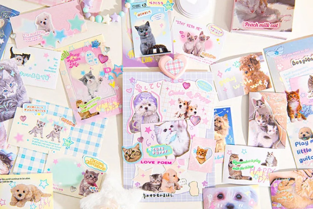 Cute Cartoon Cat Dog Stickers Douben DIY Hand Account Base Decoration ...