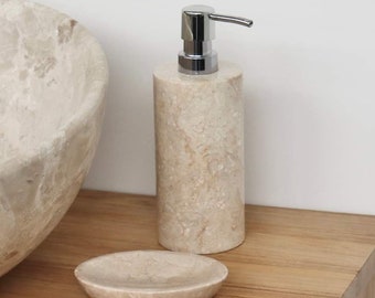 Creamy Marble polished stone bathroom Soap Dispenser