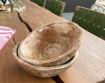 Natural handmade Wabi Sabi Teak Wood Bowl | 19cm