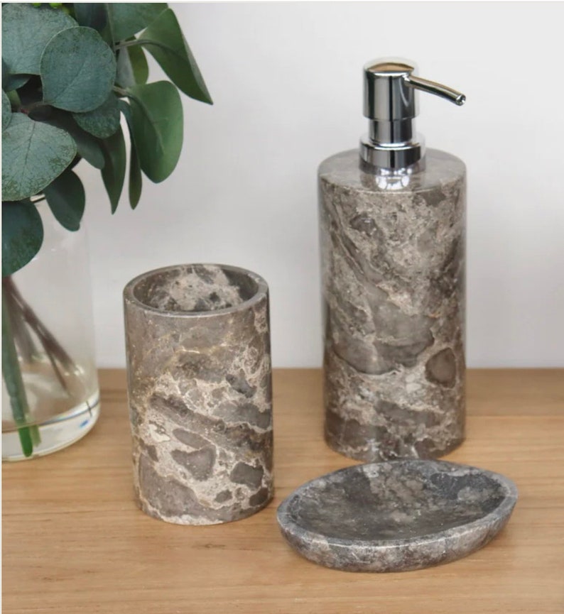 Grey Marble Soap Dispenser Etsy