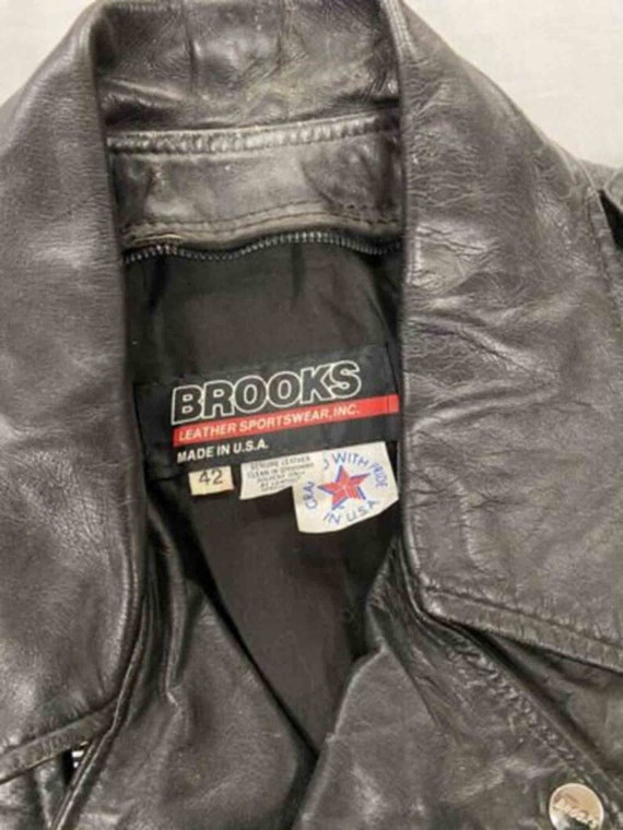 Vintage Brooks Leather Classic Motorcycle Jacket … - image 3