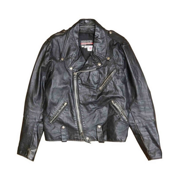 Vintage Brooks Leather Classic Motorcycle Jacket … - image 1