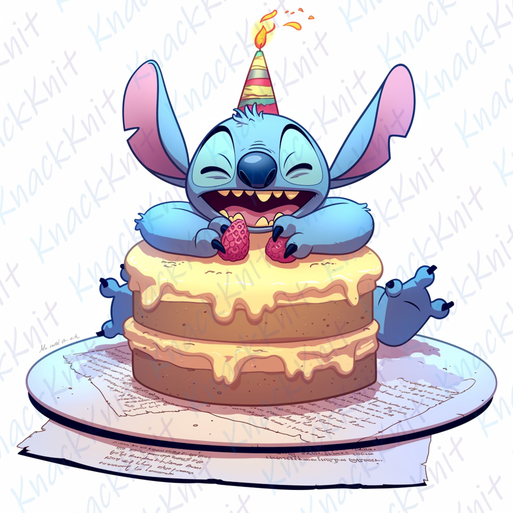 Happy Birthday Stitch PNG, Strawberry Birthday Stitch Png, Set of 4